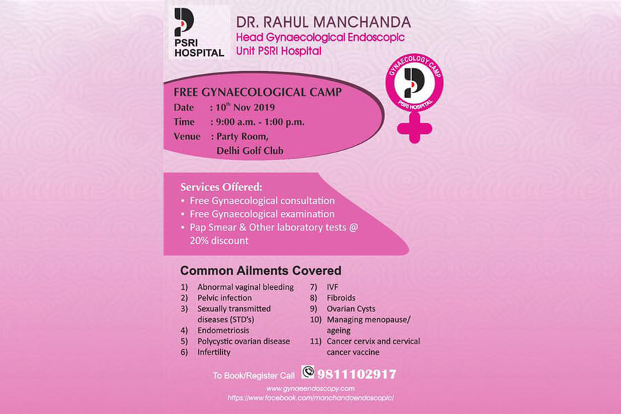 Free Gynaecological Camp Covering Consultation, Examination and Pap Smear along with other tests